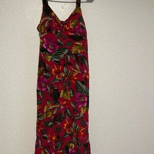 Women’s Floral Summer Dress, Lightweight, Plus Size 16, Burgundy Floral